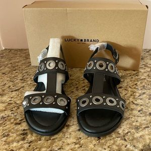Lucky brand sandals black with pewter accents size 6 m